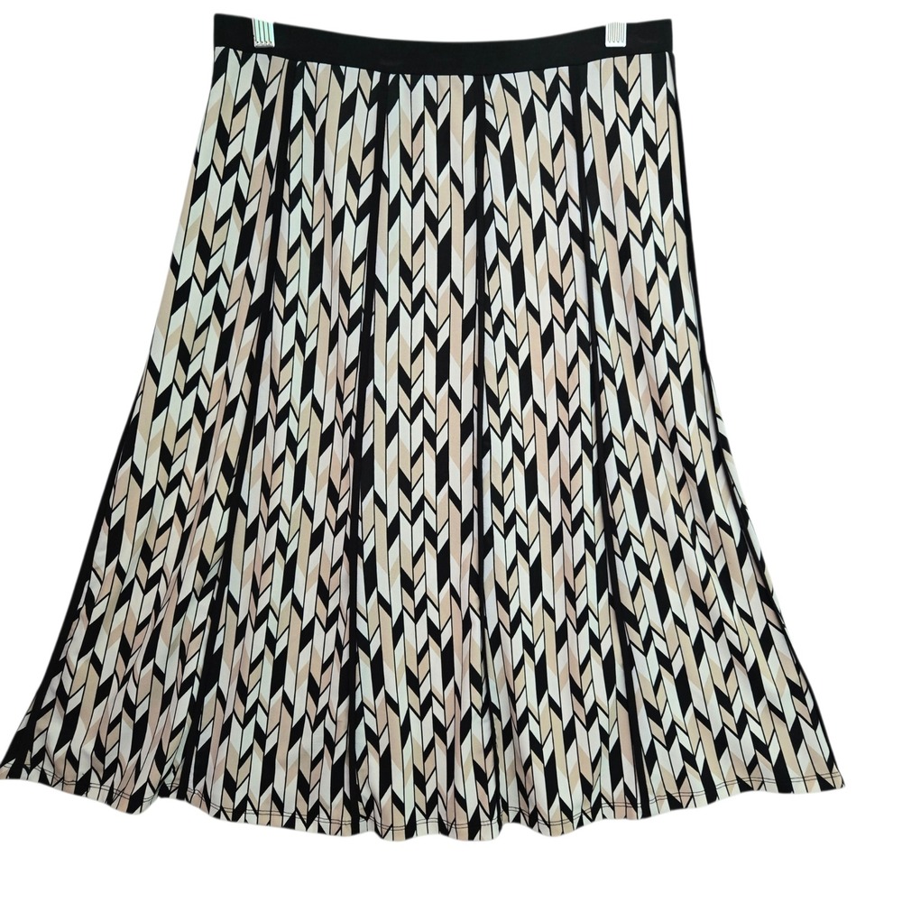 NYCC New York Clothing Co Geometric Chevron A-Line Midi Skirt Med Black Career